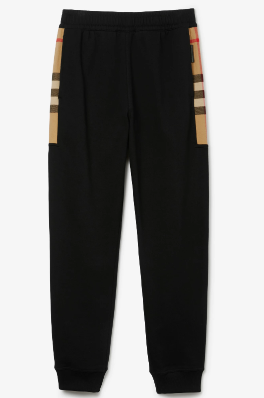 버버리 체크 패널 코튼 조깅 팬츠