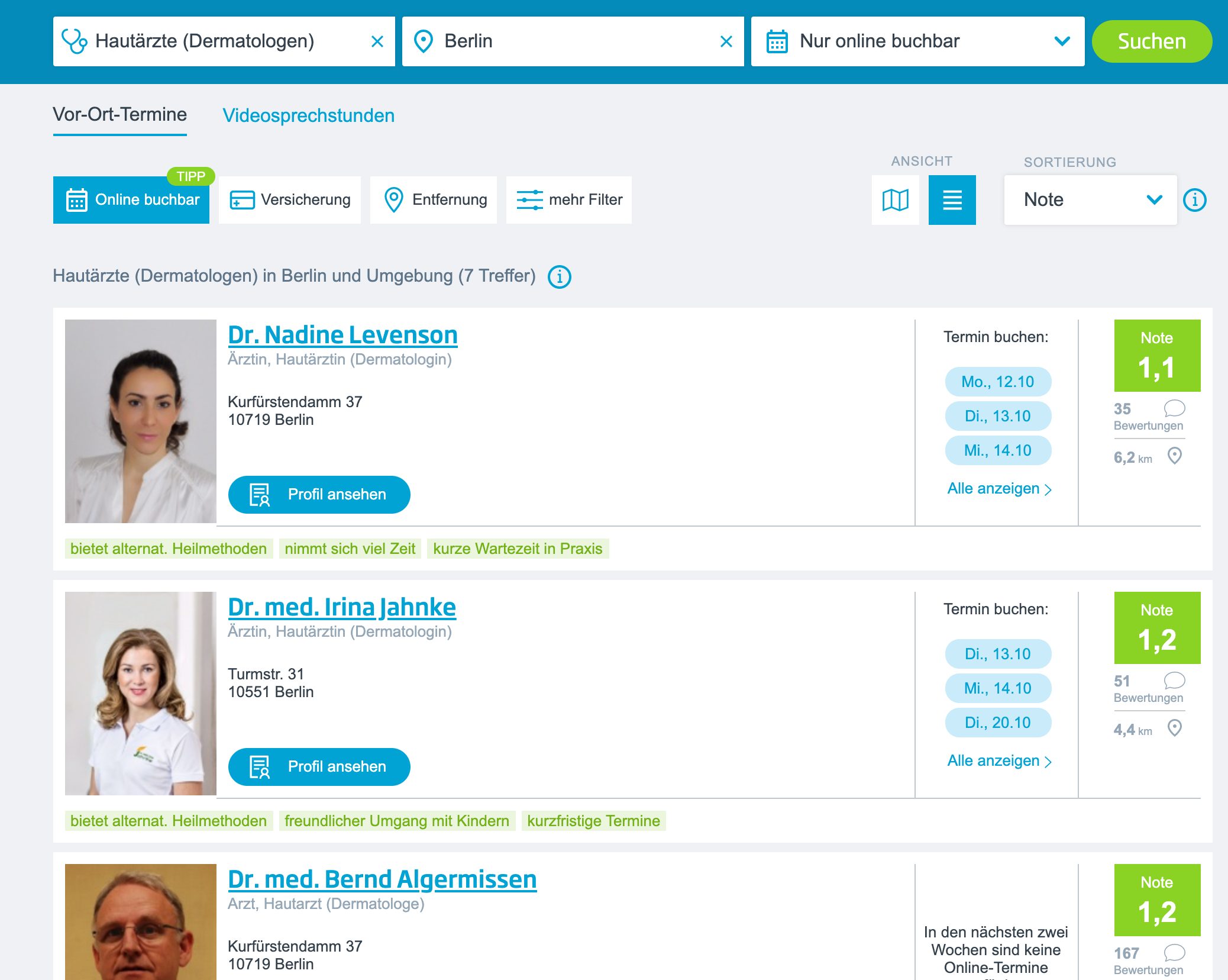 Jameda 병원 예약