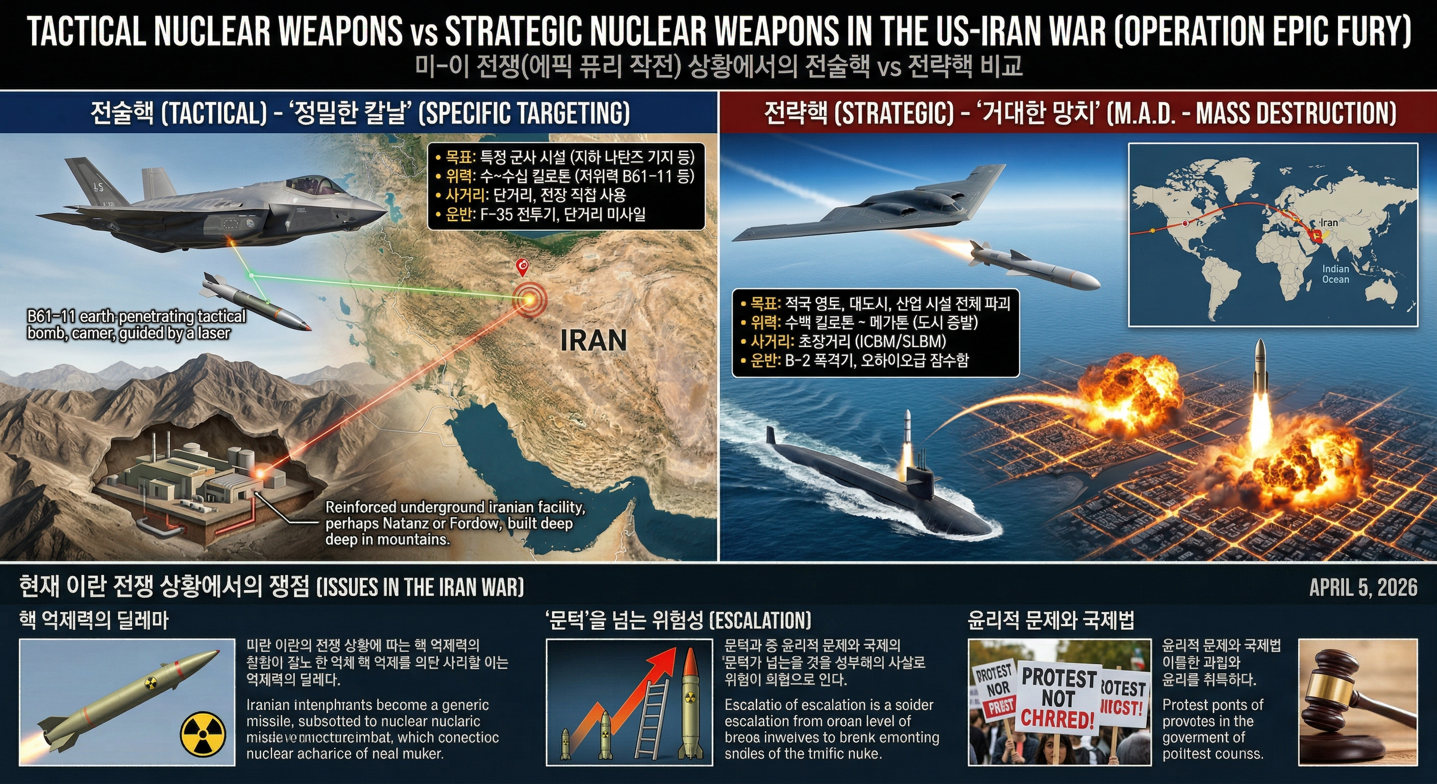 전술핵 vs 전략핵: 2026년 미-이 전쟁 시나리오로 본 비교