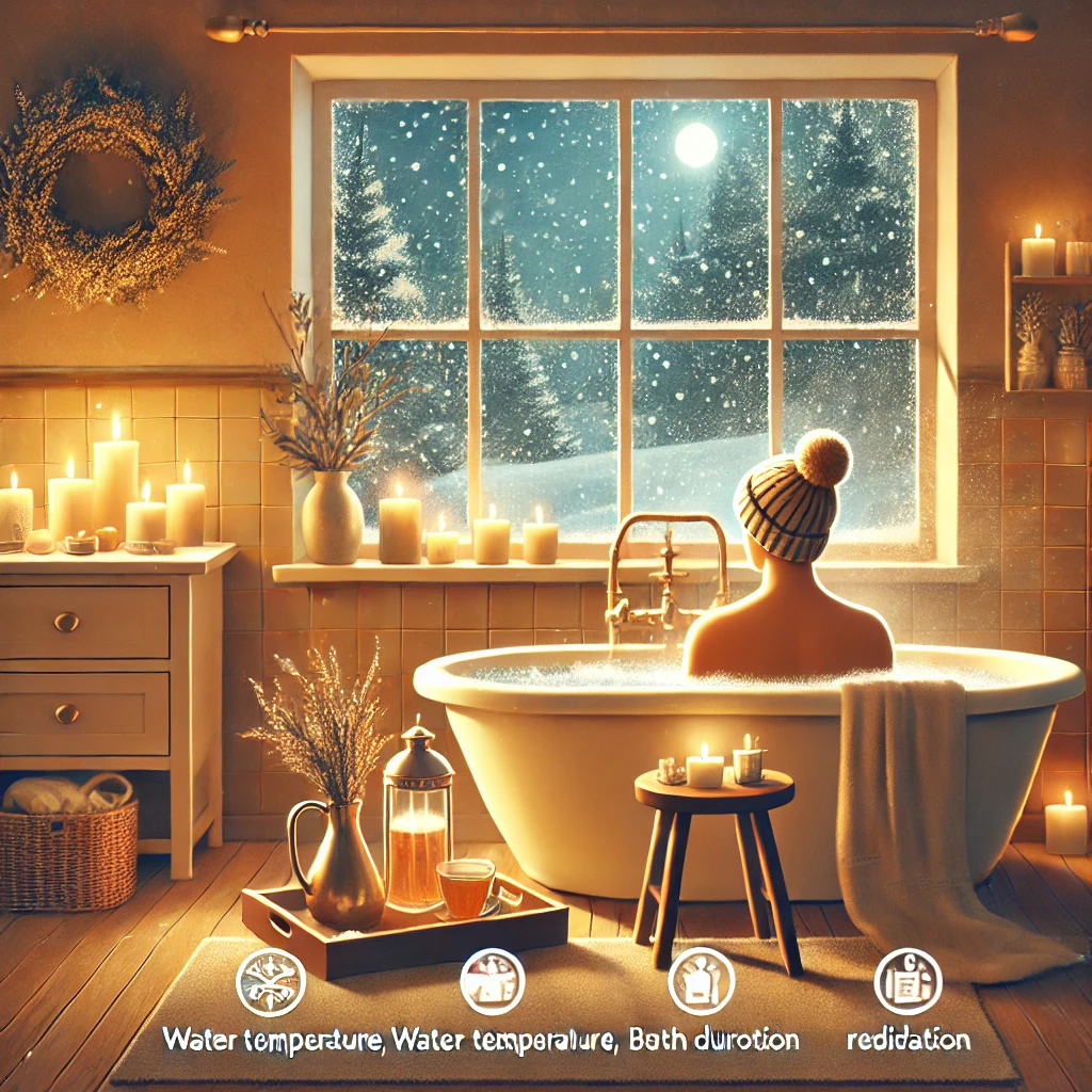 혈액순환 피로회복을 위해 입욕제를 넣고 반신욕을 하는 이미지