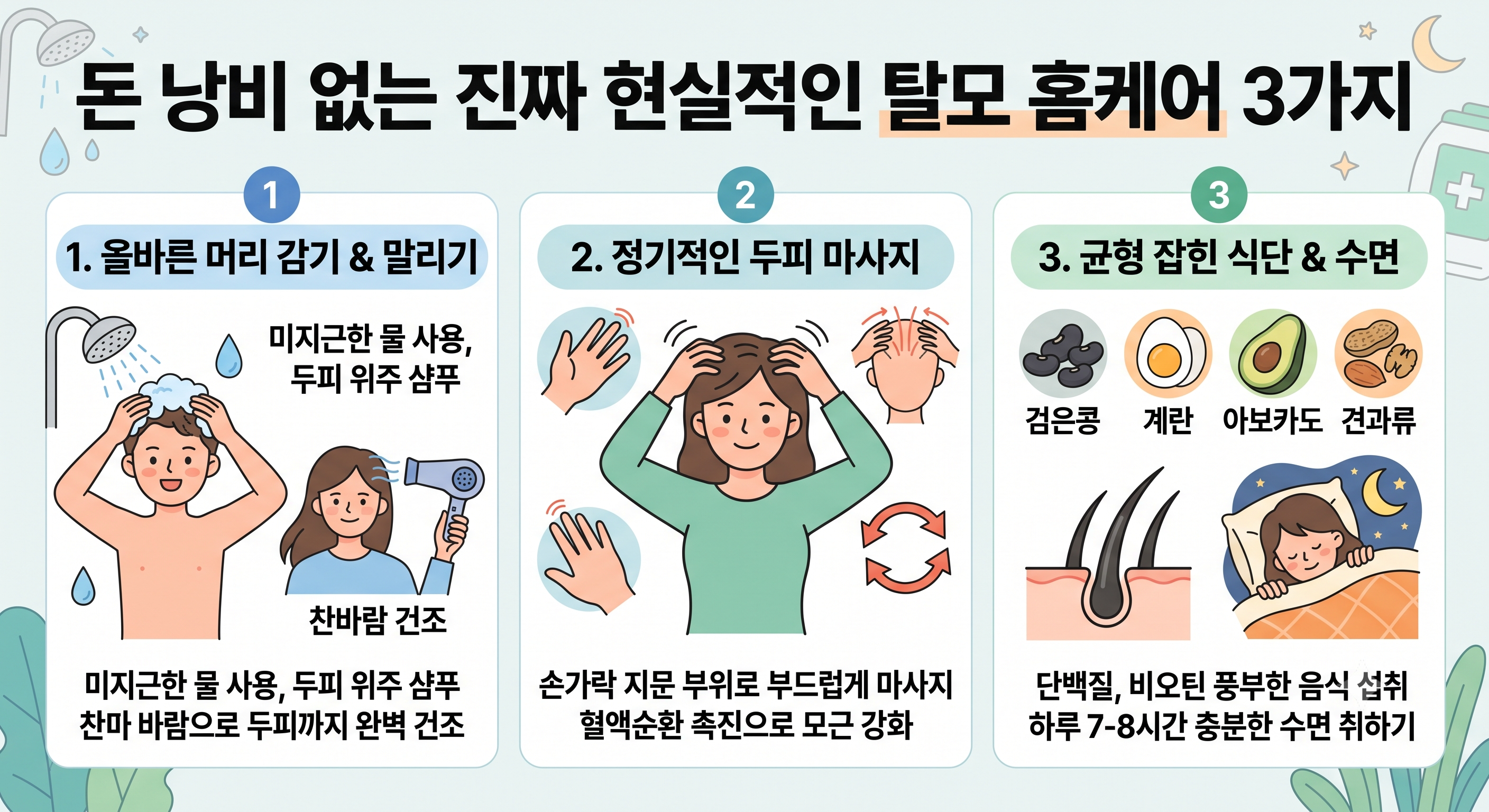 돈 낭비 없는 진짜 현실적인 탈모 홈케어 3가지