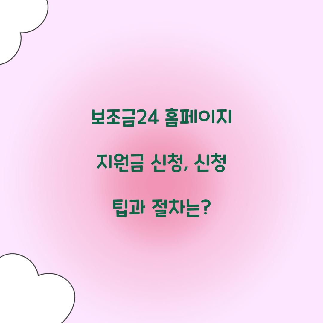 보조금24 홈페이지 지원금 신청