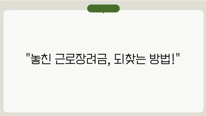 근로장려금 놓침 억뮤조건