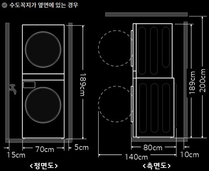 수도꼭지가 뒷면에 있는 경우