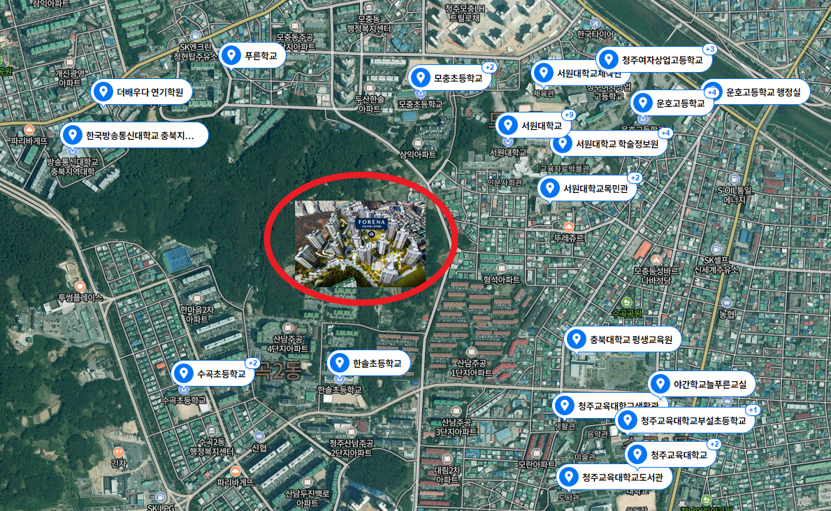 한화포레나-청주매봉-주변-학교