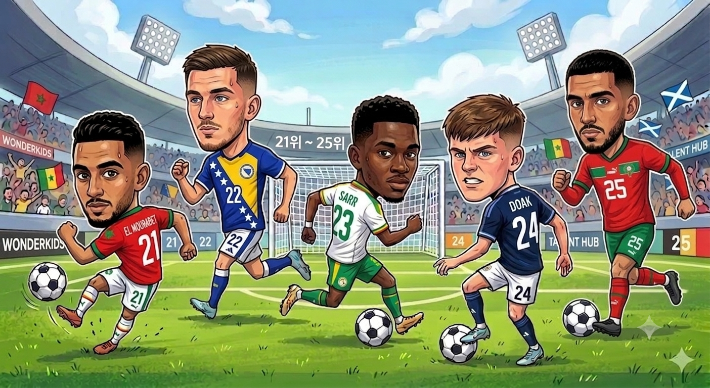2026 북중미 월드컵 출전하는 U-21 몸값 21위-25위