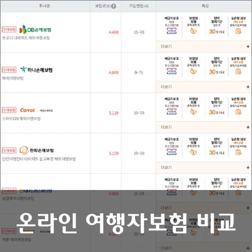 온라인 여행자보험 비교 사이트 4곳