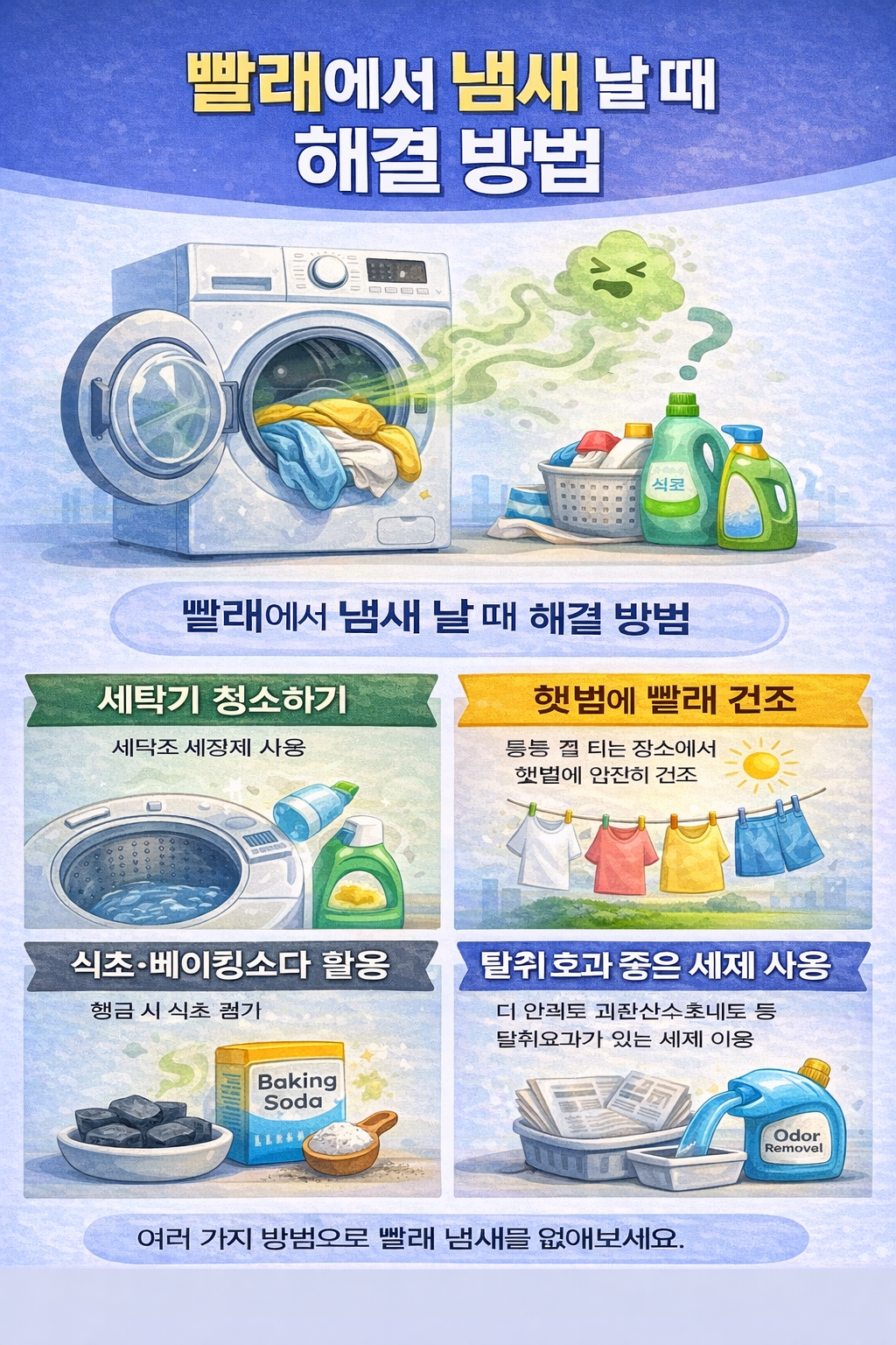 빨래에서 냄새 날 때 해결 방법
