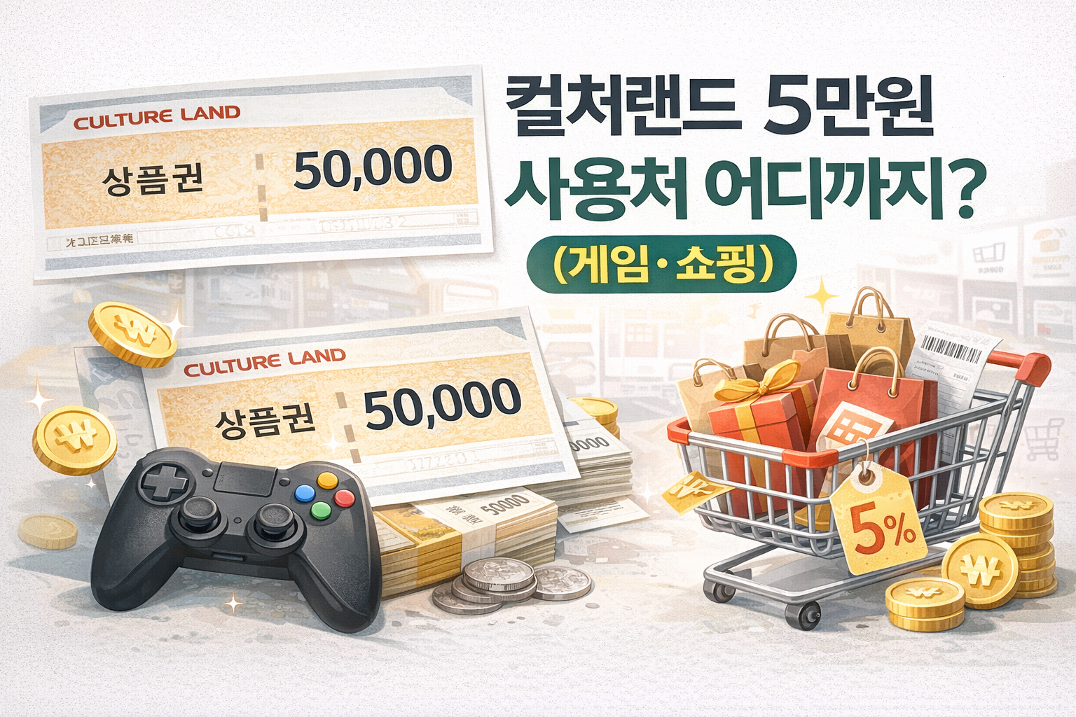 컬쳐랜드 5만원 사용처 어디까지?(게임&middot;쇼핑)