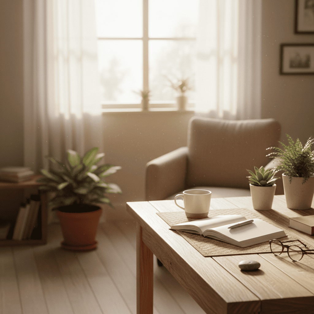 낮 시간대 자연광이 들어오는 공간과 조용히 집중할 수 있는 분위기