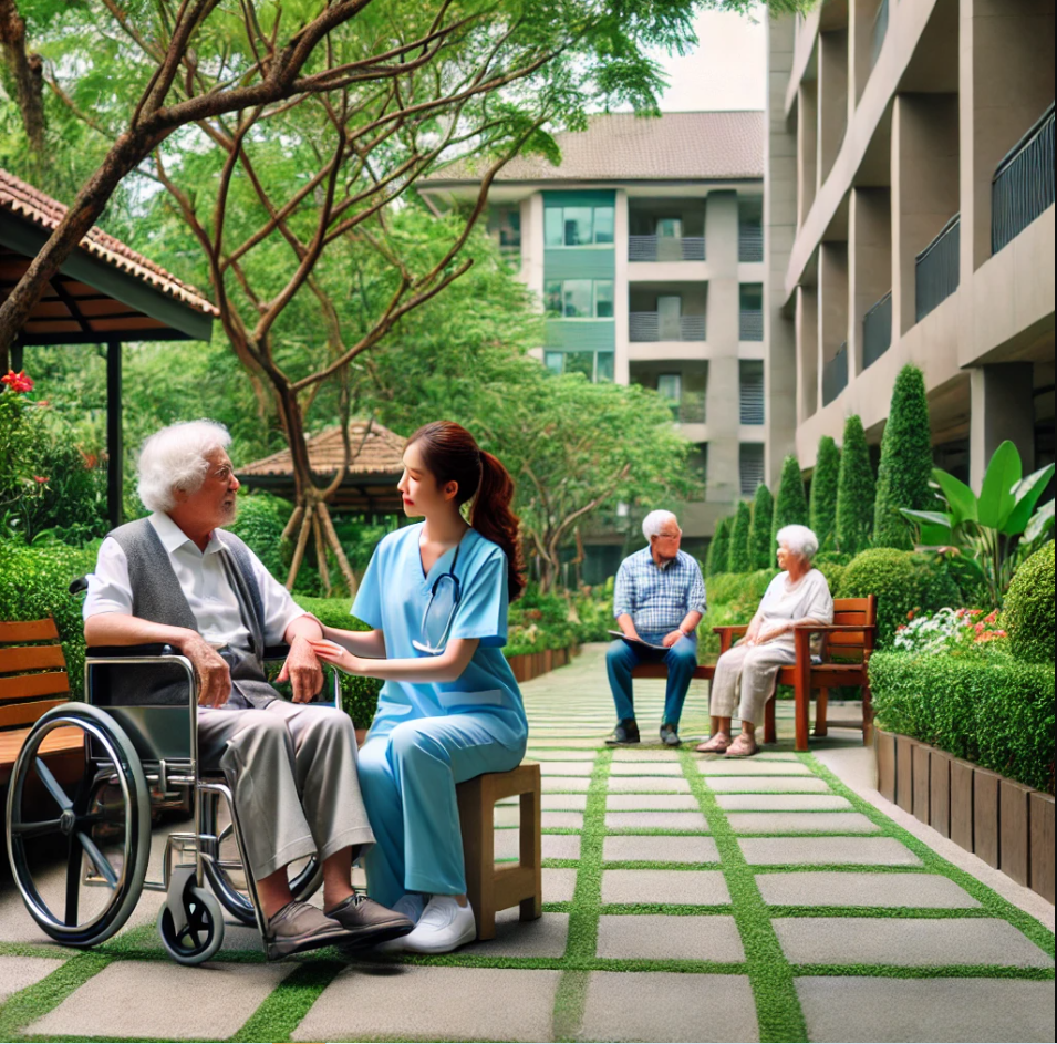 노인환자의 심리적 안정을 위해 지속적인 관심과 정서적 지원 을 나타내는 관련된 사진
