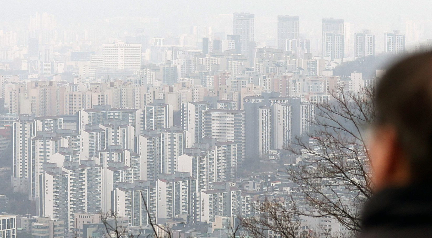 서울 남산에서 바라본 아파트단지 모습