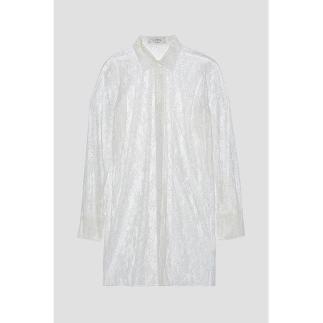 발렌티노 여성 샹티 레이스 실크 셔츠