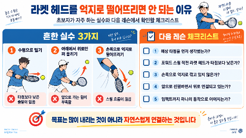 포핸드 백스윙 때 라켓 헤드는 왜 공보다 아래로 내려갈까? 억지로 떨어뜨리면 안 되는 이유