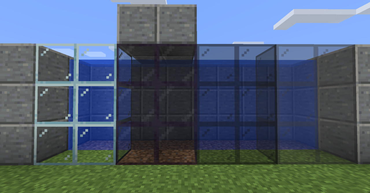 마인크래프트 차광 유리 조합법, 사용법