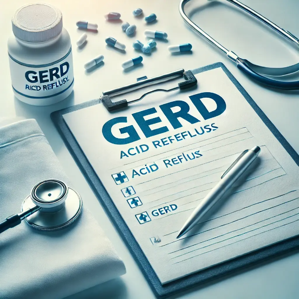 역류성 식도염의 위험성을 경고하는 의료 서식과 청색 테마의 전문적 이미지