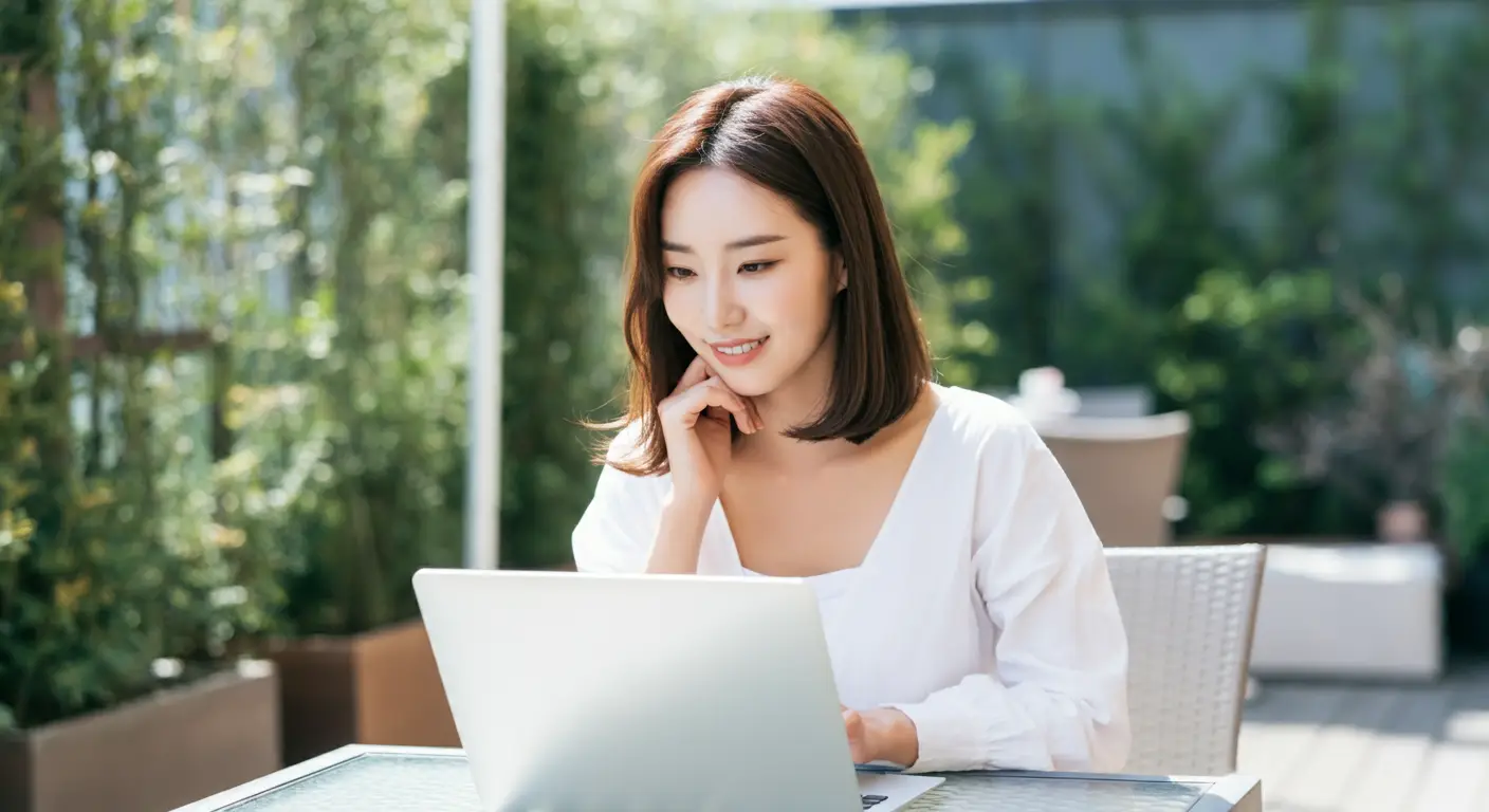 영상을 시청중인 여성