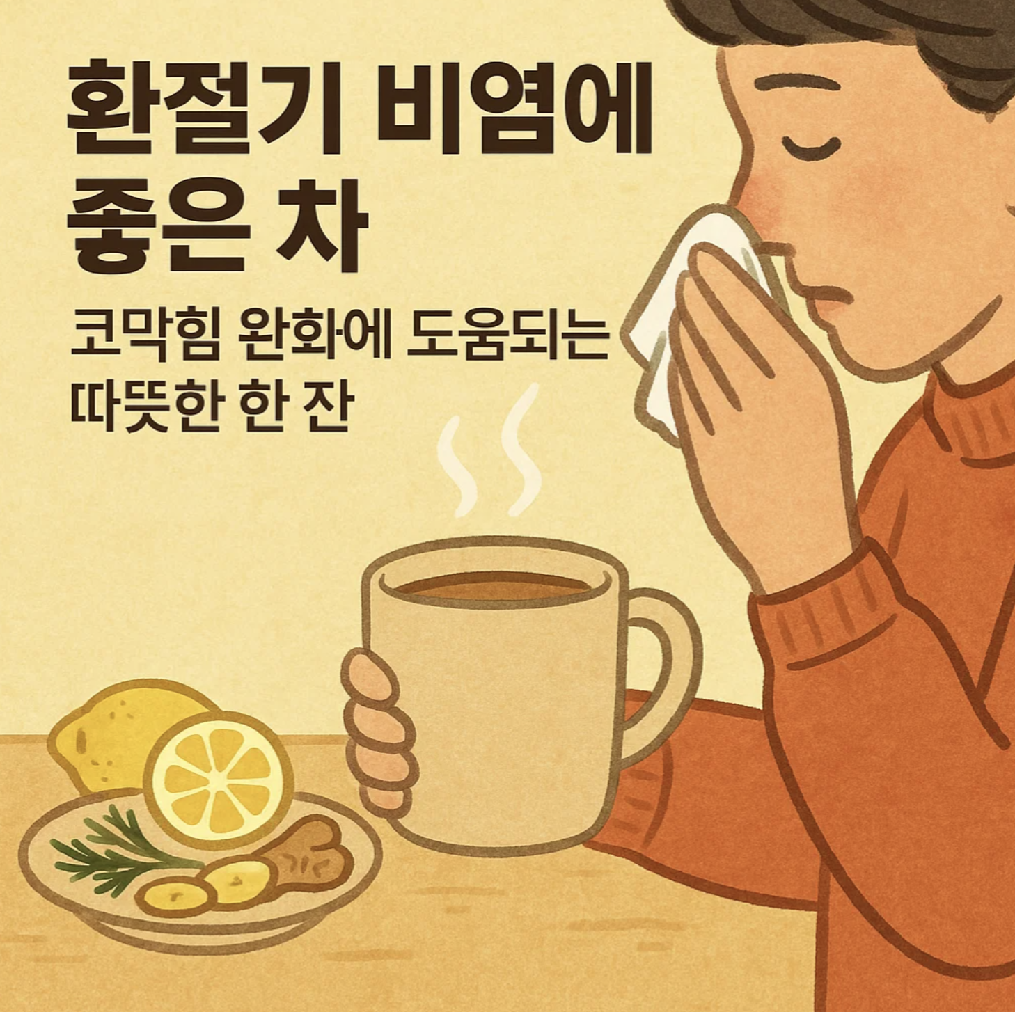 환절기 비염에 좋은 차, 코막힘 완화에 도움되는 따뜻한 한 잔