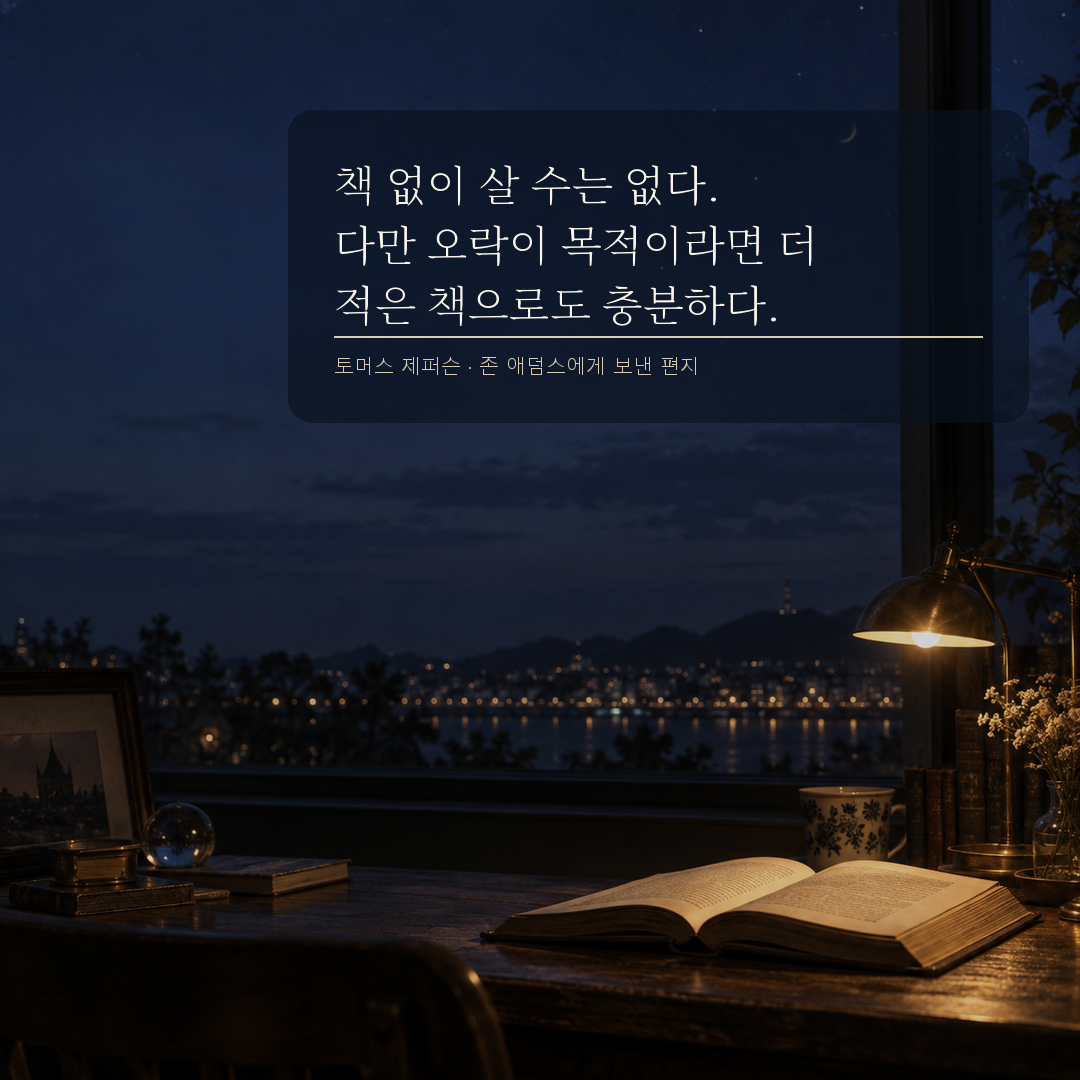토머스 제퍼슨 책 없이는 살 수 없다는 독서와 공부 명언