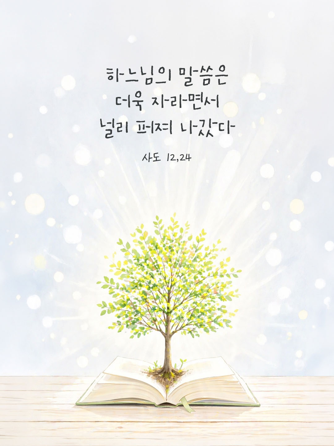 오늘 말씀카드 사도행전 12장 24절 성경구절 이미지