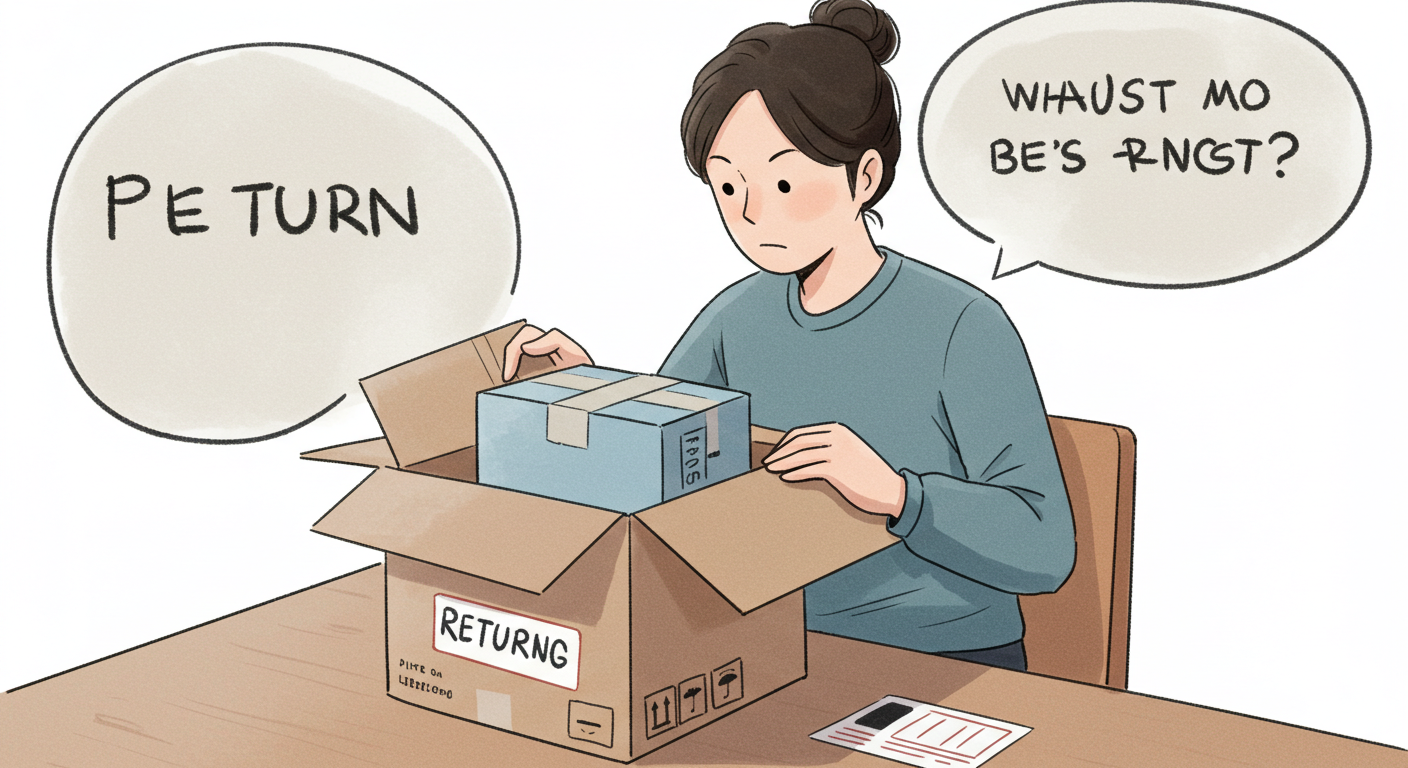 반품을 위해 상품을 박스에 포장하는 소비자