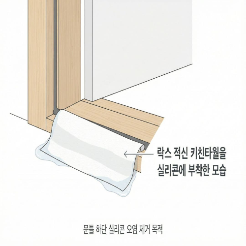 욕실 문틀 곰팡이 제거, 실리콘 교체 없이 깨끗하게
