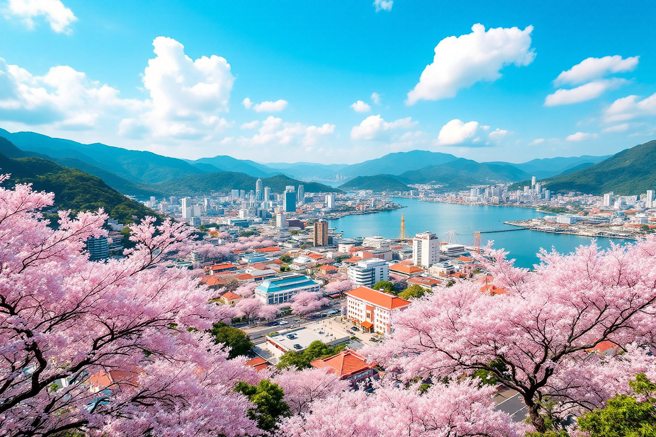 벚꽃핀 진해 전경