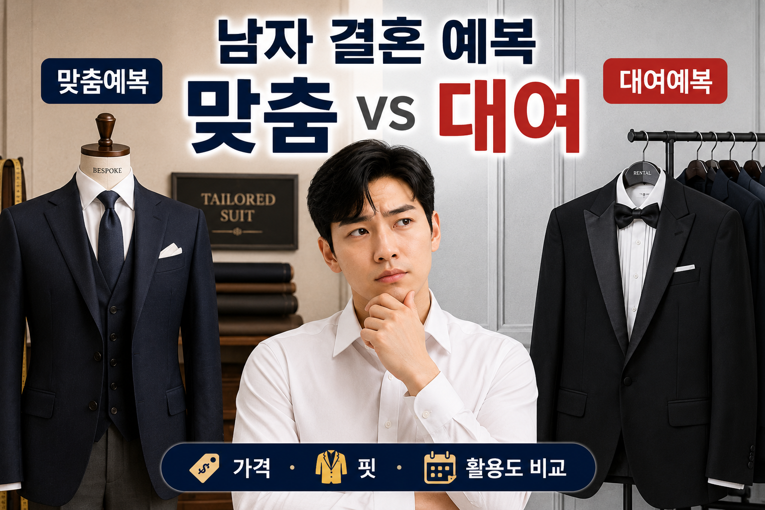 남자 결혼 예복 맞춤 vs 대여, 비용과 장단점 비교