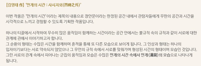 김영태 만개의 시간 사시지외 장안문