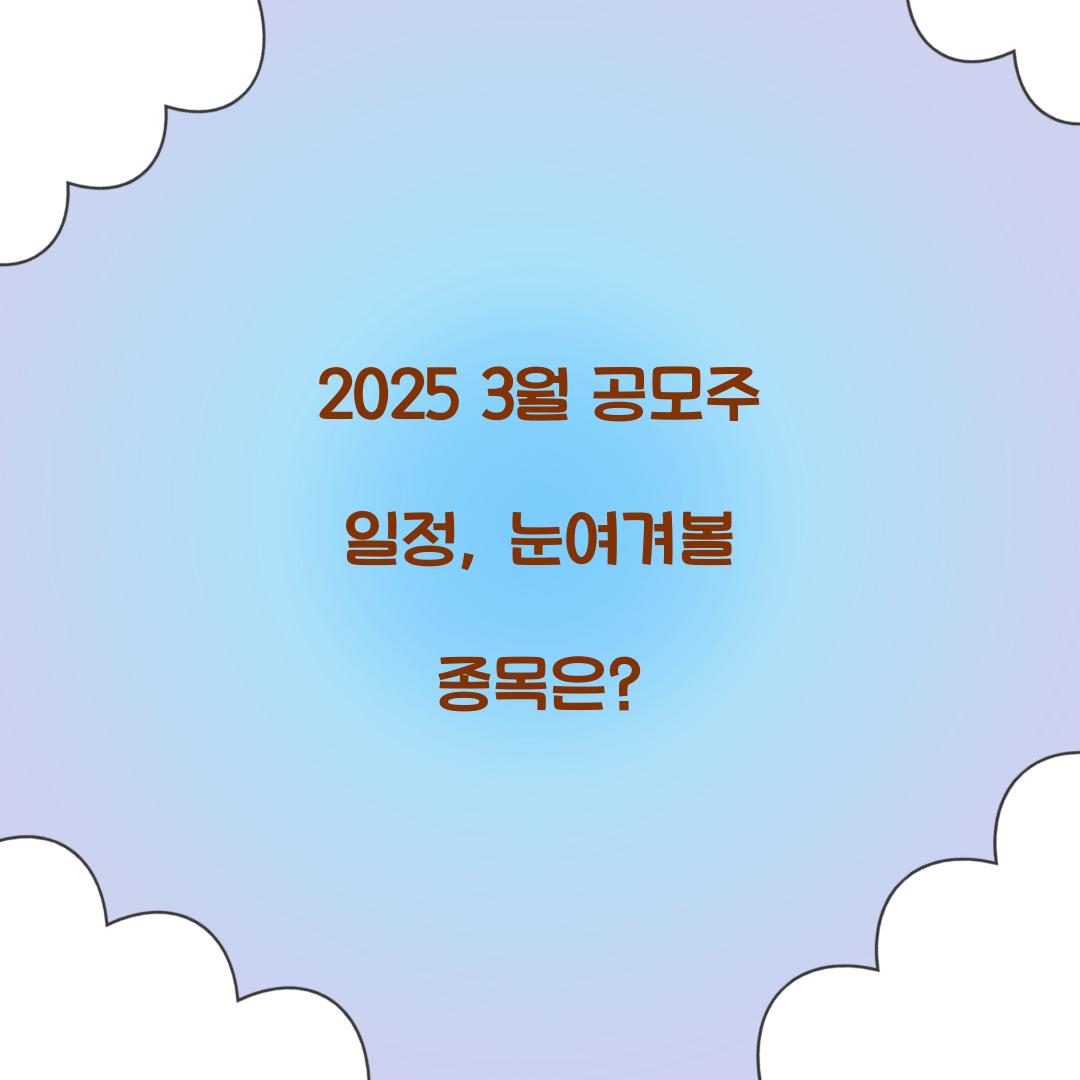 2025 3월공모주일정