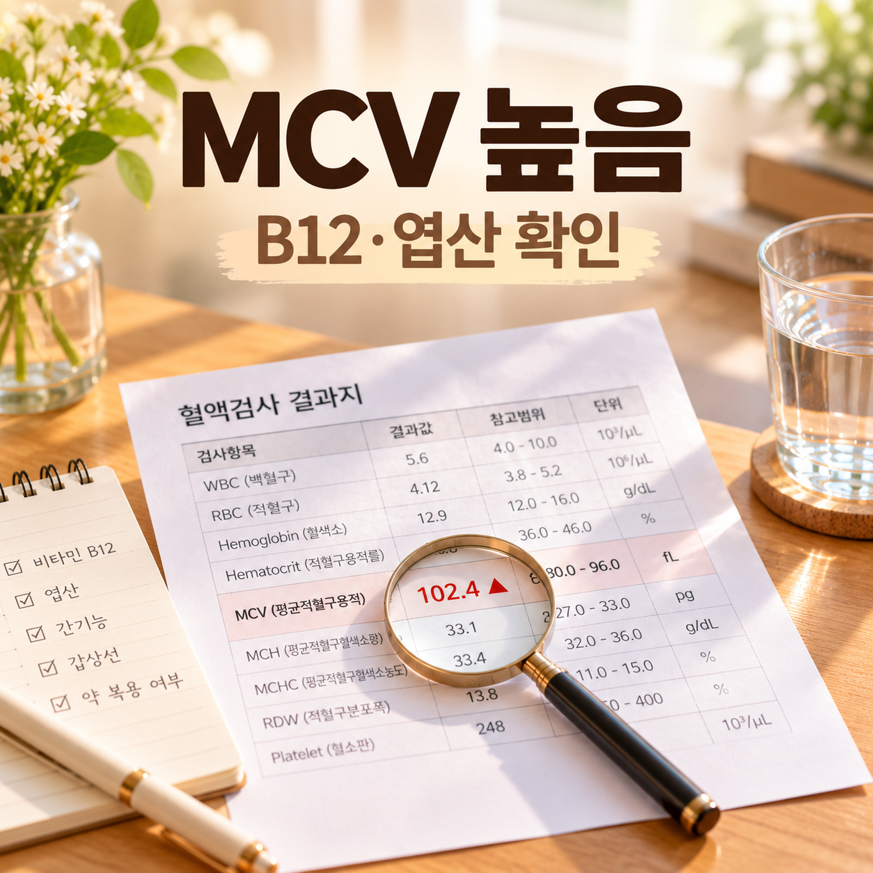 건강검진 MCV 높음 B12 엽산 확인 대표 이미지