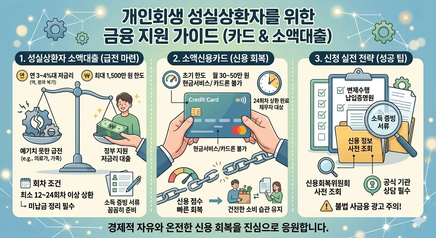 개인회생 성실상환자를 위한 소액 대출 및 카드 발급 관련 이미지