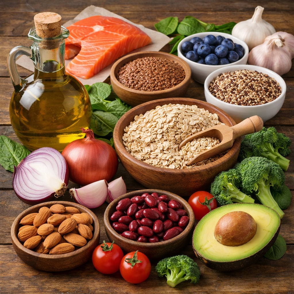 귀리, 양파, 아보카도 등 고지혈증 수치 개선에 도움을 주는 대표 음식 7가지 모음