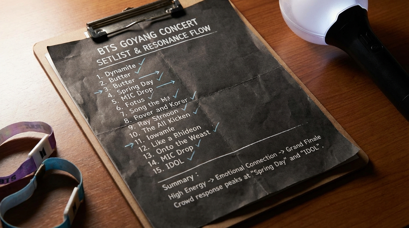 방탄소년단 고양 콘서트에서 울려 퍼진 주요 히트곡들의 목록과 공연 순서 요약