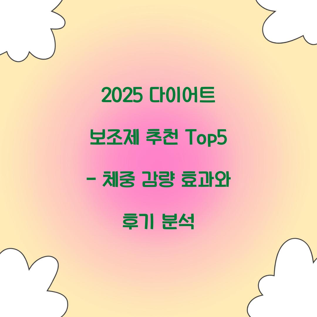 2025 다이어트 보조제 추천 Top5