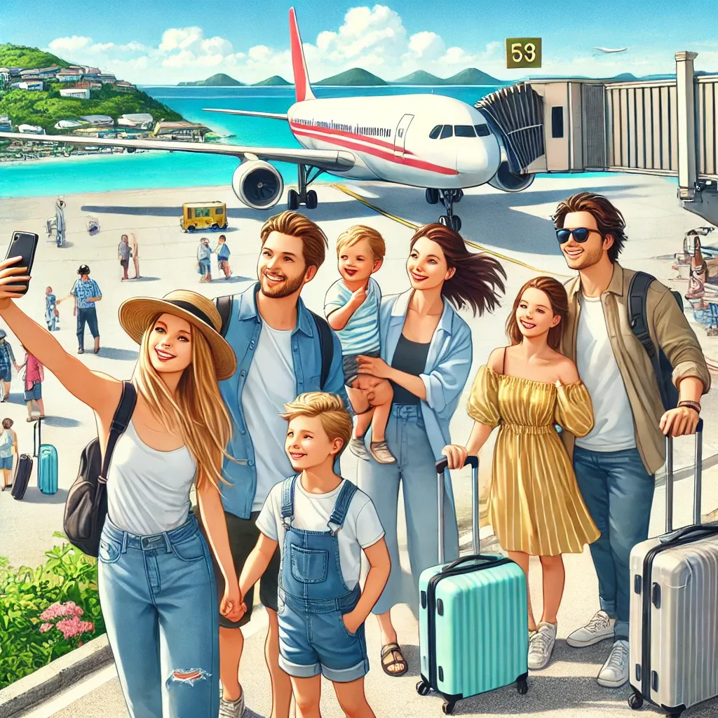 셀카를 찍으며 비행기를 기다리는 친구들