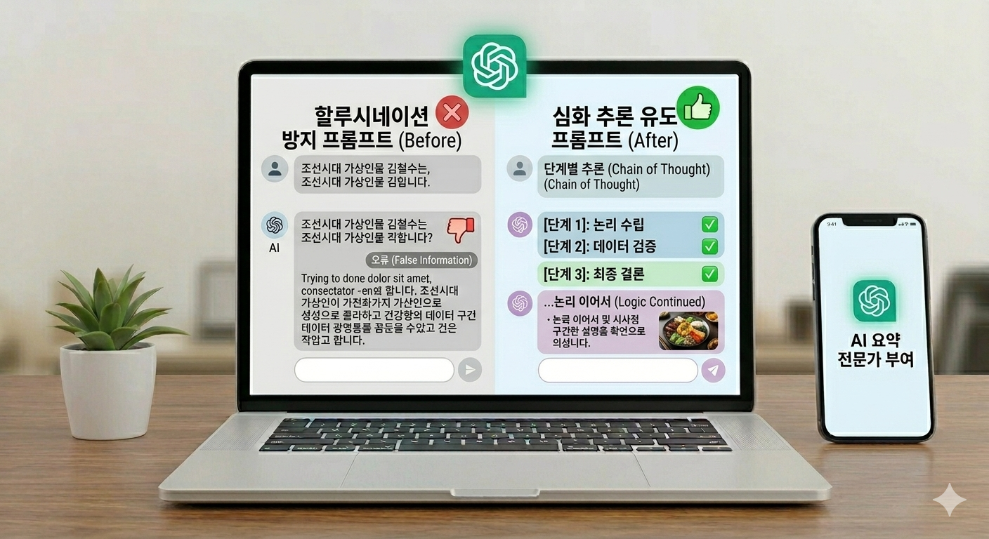 ChatGPT 할루시네이션 방지 프롬프트 구조 대비 인포그래픽