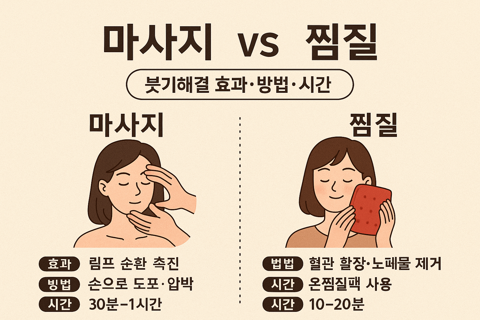 마사지 vs 찜질