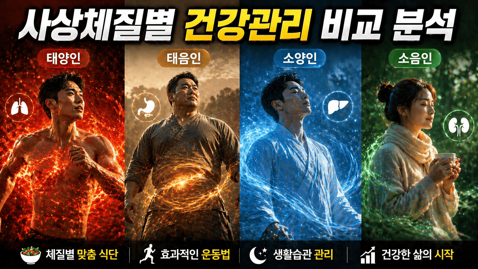 사상체질별 건강관리 비교 분석 (태양인, 태음인, 소양인, 소음인)