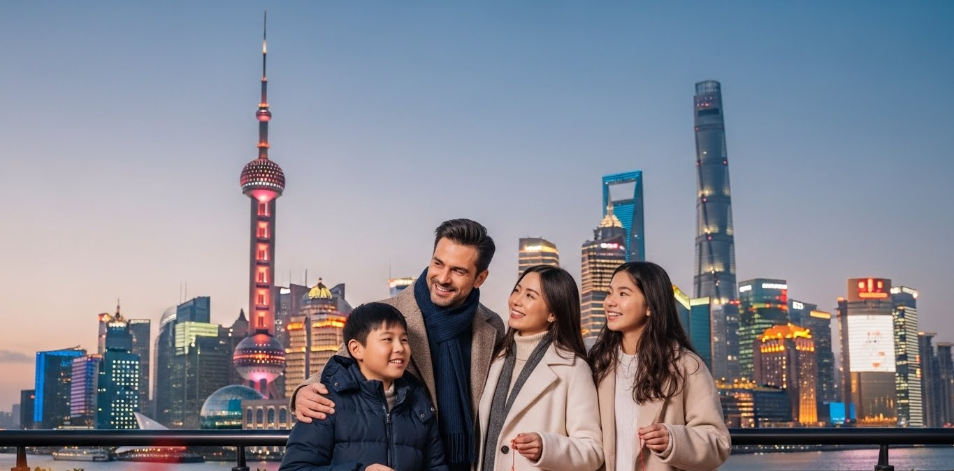 긴 연휴에 가까운 중국으로 여행을 온 가족의 모습