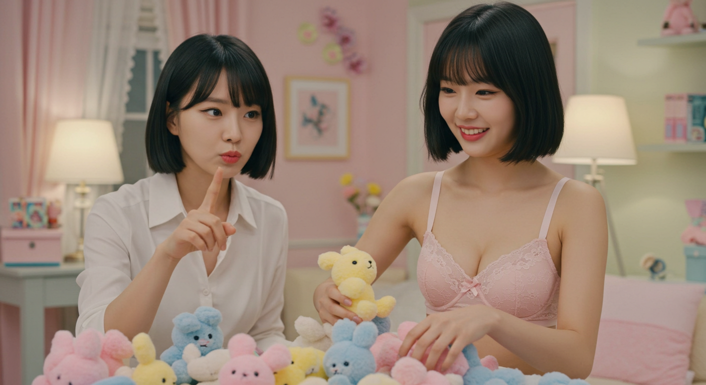 인형수집가를 나무라는 여성