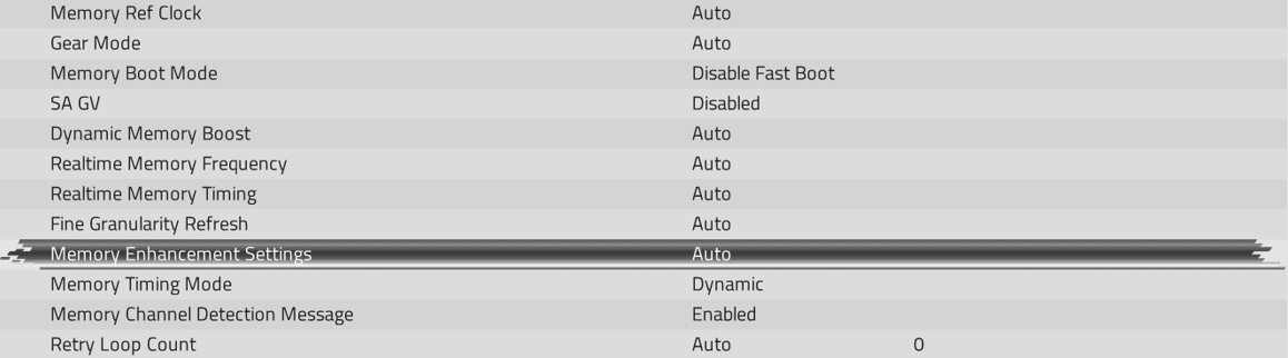 메모리 향상 설정