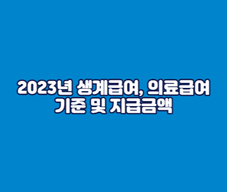 2023년 생계급여, 의료급여 기준 및 지급금액