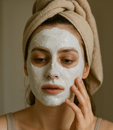 모델링팩을 하고 있는 여성 사진