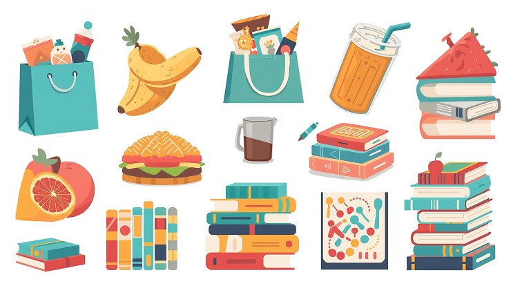 문화상품권으로 이용할 수 있는 쇼핑, 배달음식, 도서, 게임 등 다양한 온라인 사용처 종합 일러스트