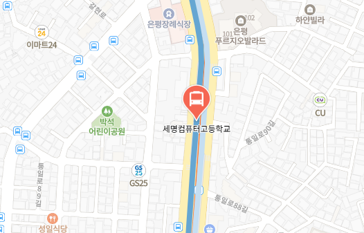 세명컴퓨터고등학교에서 인천공항 리무진 공항버스(6012번) 지도 위치