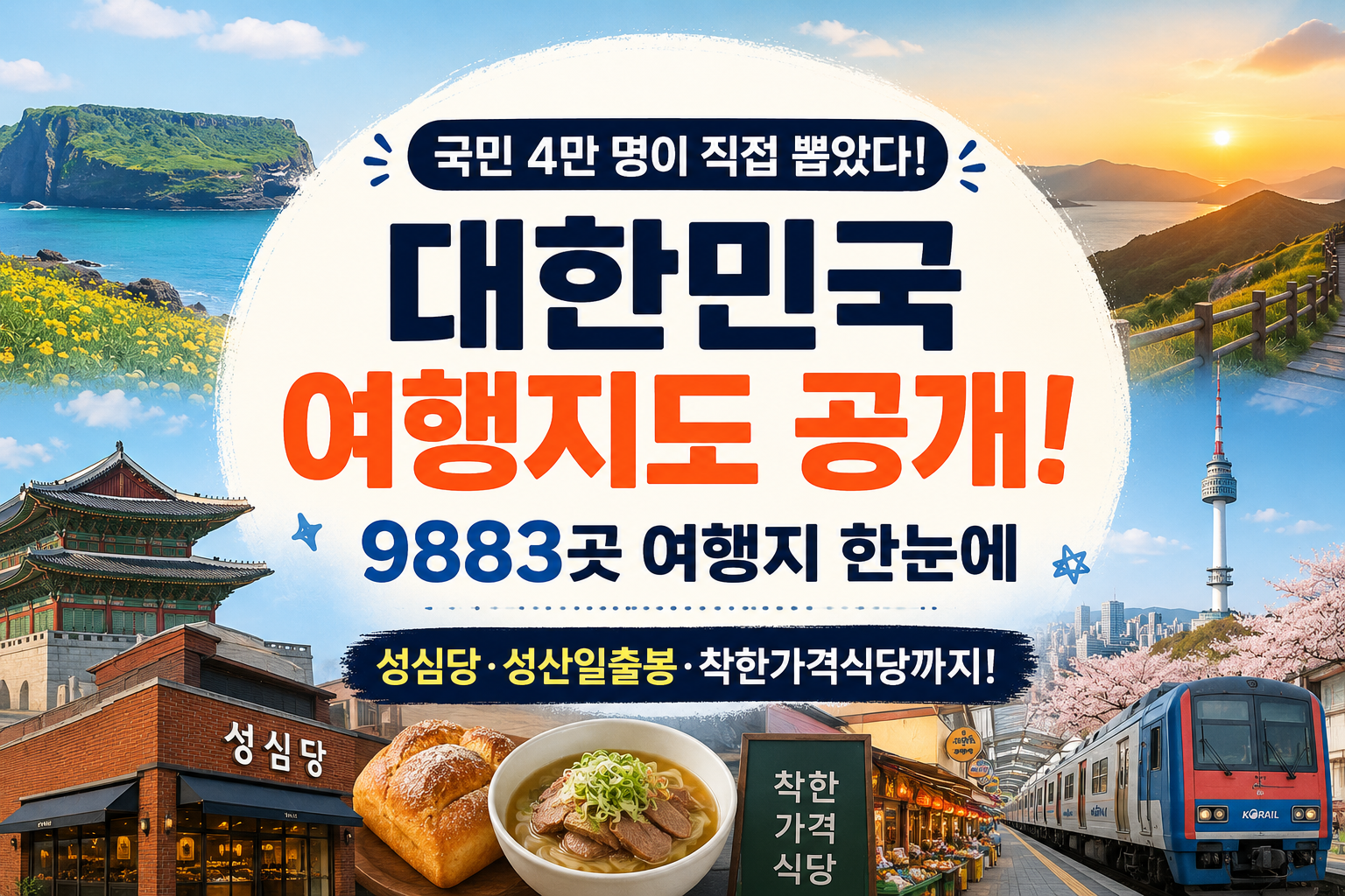 국내여행 가볼만한곳 국민 4만 명이 뽑은 대한민국 100X100 여행지도 9883곳