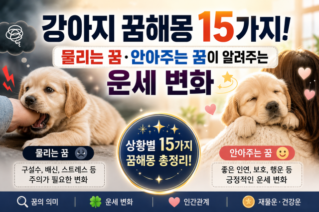 강아지 꿈해몽 15가지! 물리는 꿈&middot;안아주는 꿈이 알려주는 운세 변화