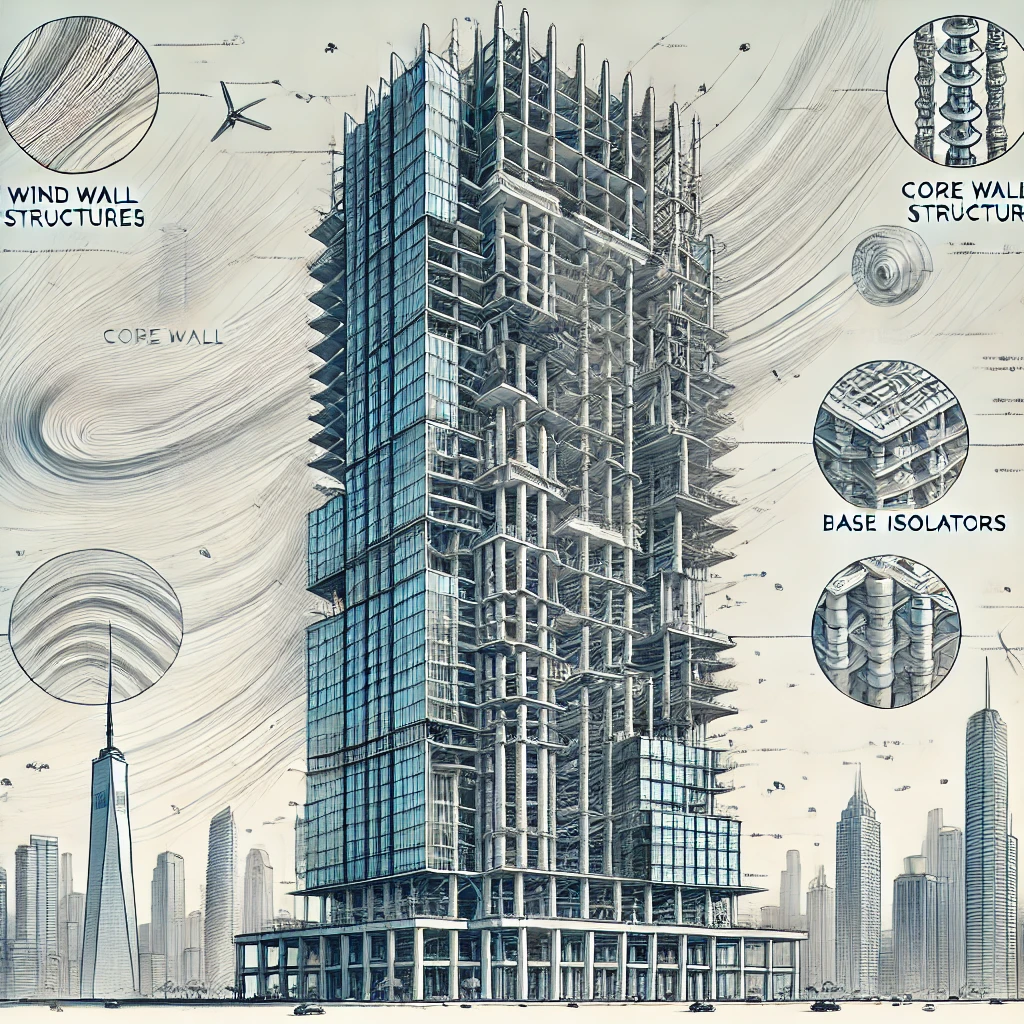 초고층 건물을 짖고 있는 이미지