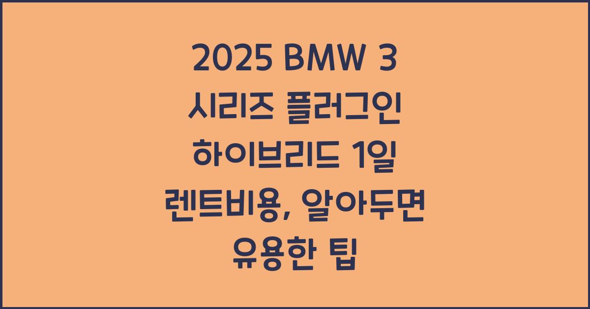 2025 BMW 3 시리즈 플러그인 하이브리드 1일 렌트비용